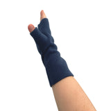 Light navy fingerless mittens for women