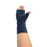 Light navy fingerless mittens for women