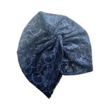 Stylish Navy Blue Lace Turban Hat