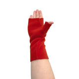 Burnt orange fingerless soft fleece autumn gloves