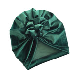 Dark Green Velvet Rosette Knot Turban Hat 