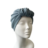 Dusky Blue Cotton Vintage Turban Hat