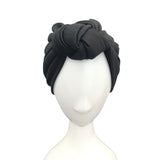 Black Stretchy Double Layered Turban Hat 