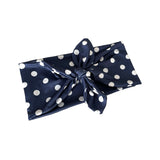 Navy Blue Polka Dot Hair Wrap Scarf