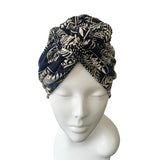 Navy Chain Knot Turban Hat for Women 