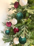 Velvet Christmas Ornaments in Green, Wine and Champagne 