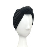 Black Stretchy Double Layered Turban Hat 