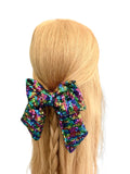 Rainbow sequin hair bow barrette clip