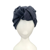 Dark Blue Knit Fabric Turban Hat