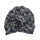 Soft Black Lined Stretch Knotted Turban Hat