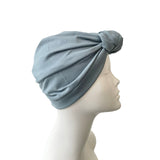 Dusky Blue Cotton Vintage Turban Hat