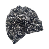 Soft Black Lined Stretch Knotted Turban Hat