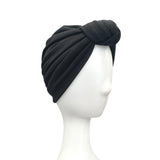 Black Stretchy Double Layered Turban Hat 