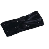 Small Black Studded Velvet Twist Headband