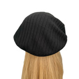 Black Warm Rib Knit Beret Hat for Ladies