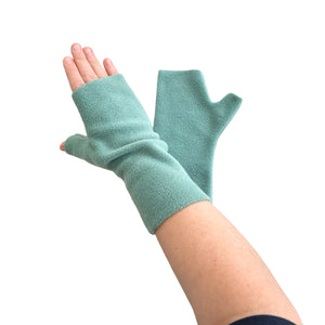 Duck egg fingerless arm warmer mittens