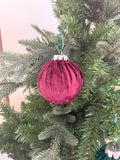 Velvet Christmas Ornaments in Green, Wine and Champagne 