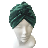 Green Velvet Vintage Style Twisted Hair Turban