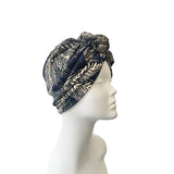 Navy Chain Knot Turban Hat for Women 