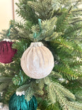 Velvet Christmas Ornaments in Green, Wine and Champagne 