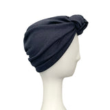 Dark Blue Knit Fabric Turban Hat