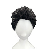 Black Lace Front Knot Summer Turban 