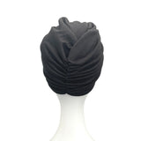 Black Stretchy Double Layered Turban Hat 