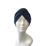 Navy Blue Velvet Vintage Style Twisted Hair Turban