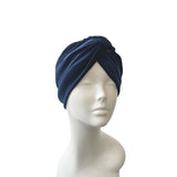 Navy Blue Velvet Vintage Style Twisted Hair Turban