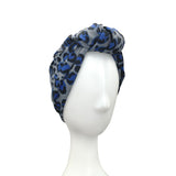 Grey and Blue Cheetah Print Swim Turban