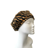 Tiger Print Soft Cozy Knit Beret Hat 