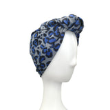 Grey and Blue Cheetah Print Swim Turban