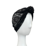 Black Lace Front Knot Summer Turban 