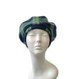 Navy and Green Tartan Retro Beret Hat