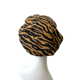 Tiger Print Soft Cozy Knit Beret Hat 