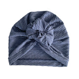 Denim Blue Elastic Pre Tied Rosette Turban