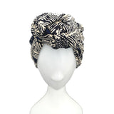 Navy Leaf Print Retro Style Turban