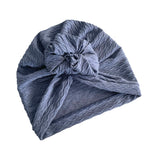 Denim Blue Elastic Pre Tied Rosette Turban