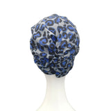 Grey and Blue Cheetah Print Swim Turban