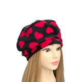 Valentines Day Heart Fleece Beret Hat