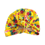 Soft Floral Yellow Jersey Hair Turban Head Wrap Hat