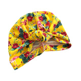 Soft Floral Yellow Jersey Hair Turban Head Wrap Hat