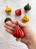 Woodland Velvet Mushroom Christmas Tree Ornaments Set of 6