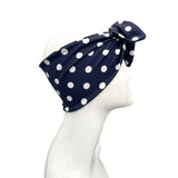 Navy Blue Polka Dot Hair Wrap Scarf