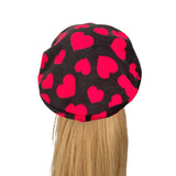 Valentines Day Heart Fleece Beret Hat