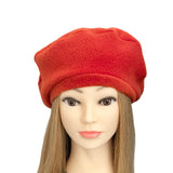 Rust Orange Fleece Beret for Women