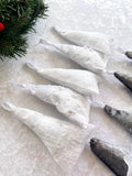 White and Silver Fabric Velvet Christmas Fir Tree Set of 9