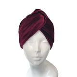 Dark Red Luxury Velvet Retro Twisted Turban 