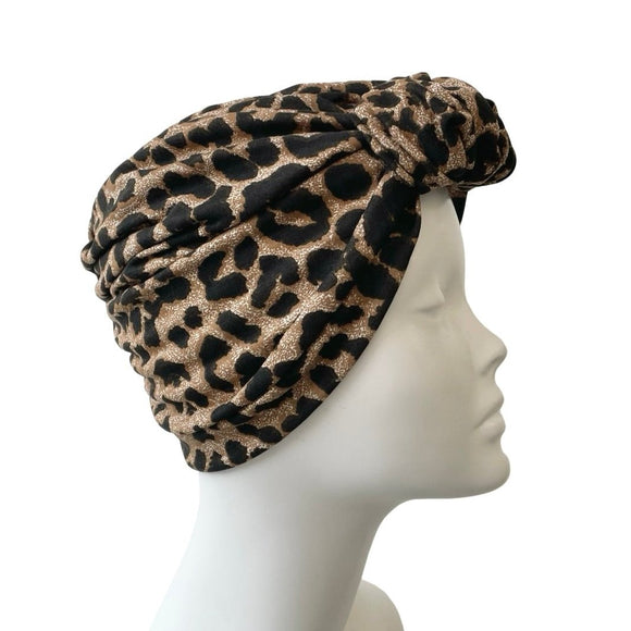 Leopard Cotton Prettied Adult Turban Head Scarf