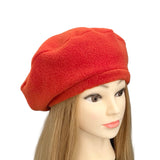 Rust Orange Fleece Beret for Women